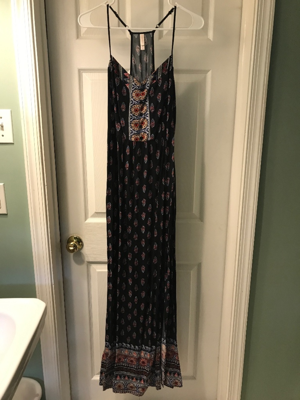 Xhilaration Black Bohemian Print Maxi Dress